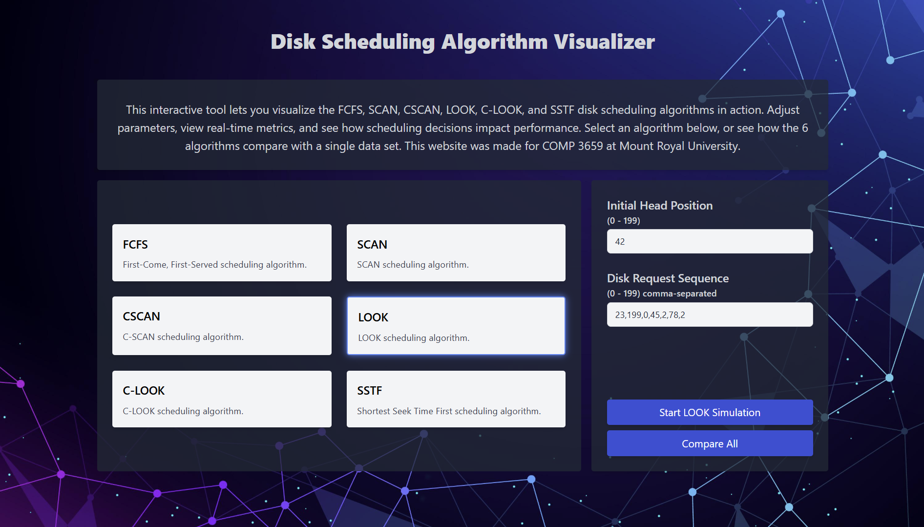 Disk Scheduling Algorithm Visualizer